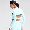 Ropa de Yoga Transfronteriza Europea y Americana, Cárdigan Delgado de Manga Larga para Mujer para Verano, Chaqueta de Yoga, Top Deportivo de Sensación Desnuda con un Toque de Alta Gama