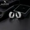 Pendientes minimalistas Xuping con incrustaciones de gemas artificiales, pendientes de aleación de cobre chapada en blanco de moda transfronterizos europeos y americanos de nicho de lujo ligero