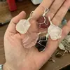 Fábrica atacado cristal natural pedra bruta 18K tecido pingente 2-3cm pedra bruta feito à mão pingente colar jóias
