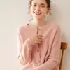 Cárdigan de cachemir trenzado con cuello redondo para mujer, nuevo de otoño e invierno 2024, suéter de punto de manga larga, top con botones, abrigo versátil