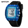 Popular Reloj Electrónico Sanda con Forma de Barril y Pantalla Única, Despertador Impermeable, Reloj de Pulsera para Estudiantes, Reloj Multifuncional con Esfera Grande, Dropshipping