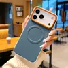 Compatible con funda de teléfono magnética para iPhone 17 Pro Max, funda de cuero protectora con marco metálico para lente de Samsung S26 Ultra