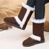 Botas de nieve transfronterizas de suela gruesa, piel y pelo integrados, estilo invernal, forradas de felpa y engrosadas, botas de caña alta cálidas para personas menudas, adecuadas para el Noreste