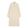 Vestido suéter holgado de punto estilo japonés perezoso hasta la rodilla de longitud media con solapa para mujer otoño e invierno vestido de punto para base mujer