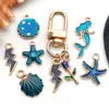 Mistura 20 Acessórios de Joias de Liga Azul com Gota de Óleo DIY Pulseira Brincos Chaveiro Sereia Estrela do Mar Flor Pingente