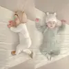 Conjunto de Roupas de Outono e Calças de Outono para Bebês Primavera e Outono Algodão Puro Split Roupa de Baixo para Meninos e Meninas