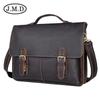 Bolsa masculina retrô de couro de vaca de primeira camada, pasta masculina de couro genuíno, bolsa de ombro de couro Crazy Horse, bolsa crossbody, bolsa de mão empresarial