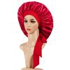 2026 Novo Estilo Europeu e Americano Cetim Feminino Cuidado com o Cabelo Chapéu Elástico de Dormir de Aba Larga com Fita, Touca Redonda, Touca de Banho, Chapéu à Prova de Vento de Cor Sólida