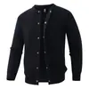 Tendência Casual Americana Turquesa Botão Gola Redonda Casaco Suéter Masculino Feminino Outono Inverno Solto Par Tricô Cardigã