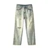 Jeans Rotos Retro Americanos para Hombre 2025 Nuevo Estilo Rectos Holgados Azul Claro Marca de Moda Lavados Pantalones Largos para Primavera y Otoño