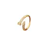 Anillo Nuevo de Zirconia Micro-Pavimentada Otoño e Invierno, Lujo Ligero, Cobre de Alta Gama Chapado en Oro Real, Anillo Abierto de Moda y Versátil para el Trabajo al por Mayor