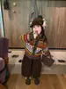 Otoño 2026 Nuevo Estilo Coreano Ropa Infantil Niñas Cárdigan Fair Isle con Capucha (Desmontable) Ropa de abrigo de lana