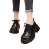 Mocasines de estilo retro británico para mujer, combinables con todo, tacón grueso, suela gruesa, cordones, pequeños zapatos de cuero, invierno 2024