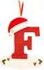 Letra Inicial de Navidad con Gorro Rojo Decoración de Letra, Decoración Colgante para Árbol de Navidad DIY Colgante Personalizado Regalo