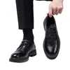 Zapatos de cuero de suela gruesa para hombre 2026 primavera, zapatos formales de negocios para hombre, talla 45-46, estilo británico, para novios y padrinos de boda