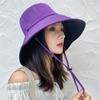 Sombrero de Sol para Mujer Primavera y Verano Estilo Coreano Estudiante Doble Cara Sombrero de Pescador Plegable para Mujer Sombrero de Sol para Exteriores de Ala Ancha