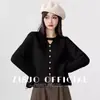 Suéter de Punto Retorcido Negro con Cuello en V y Cuello Colgante para Mujer, Diseño de Sentido de Diseño, Nicho, Suéter de Punto, Top Corto 2, Otoño e Invierno 2024