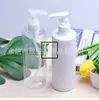 Botella de loción de hombro plano de 280 ml con dispensador de presión PET botella de agua desmaquillante botella de gel de ducha pico de pato botella con bomba para champú