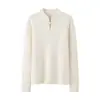 Tricô novo estilo chinês Tang suit outono e inverno para mulheres, top com gola cheongsam, suéter de gola alta abotoado, blusa básica de cashmere pulôver
