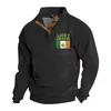 Moda Casual Masculina Transfronteiriça de Manga Longa com Estampa Digital 3D, Gola de Botão, Pulôver, Moletom Solto