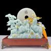 Jade Tres Ovejas Cabra Auspiciosa Adorno Tres Ovejas Cabra Auspiciosa Atrayente de Fortuna Estilo Chino Sala de Estar Gabinete de Vino Artesanía Decorativa Exhibición
