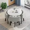 Mesa de jantar dobrável para uso doméstico em apartamentos pequenos, conjunto de mesa e cadeiras para discussão de balcão de loja e mesa redonda de recepção