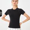 Verão Novo Estilo Ácido Hialurônico Algodão de Fibra Longa Esportivo Manga Curta Feminino Gola Redonda Modelador Justo Respirável Alta Elasticidade Top de Yoga