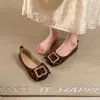 Zapatos Cómodos sin Cordones Versátiles de Boca Baja para Mujer para Uso en Exteriores 2026 Estilo Popular de Celebridad de Internet Zapatos Planos con Hebilla Cuadrada para Mujer