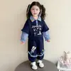 Ropa para Niños Conjunto para Niñas 2026 Nuevo Estilo para Niños Pequeños Primavera y Otoño Bebé Falso Dos Piezas Dibujos Animados Patchwork Cuadros Conjunto