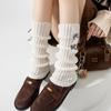 Botas y Calcetines de Algodón para Mujer, Calcetines Blancos de Felpa Tejidos con Lazo Estilo Lolita para Primavera y Otoño, Calcetines de Media Pantorrilla Estilo Ballet Jk para Otoño e Invierno