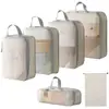 Set de 10 Bolsas de Almacenamiento de Viaje de Compresión Cuidadosamente Seleccionadas, Bolsa de Almacenamiento de Malla con Cordón para Empacar por Separado, Bolsa Organizadora para Equipaje, Maquillaje y Artículos de Tocador