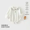 Macacão infantil de manga comprida para primavera e outono, conjunto de duas peças unissex para bebê para casa, pijama de algodão macio, macacão elástico