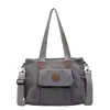 Bolso Cruzado de Pana con Bloques de Color Estilo Artístico Bolso de Hombro Tote para Estudiante Bolso de Mano Casual Simple de Gran Capacidad para Viajes