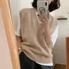Tricô Solto Gola V Sem Manga Estilo Coreano 26 Nova Coleção Primavera Pulôver de Lã Sintética Colete Camada Roupa Externa para Mulheres