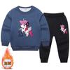 Conjunto de suéter de veludo para meninas com roupas infantis de unicórnio 2022 outono e inverno novo conjunto de duas peças de calças fofas para crianças