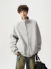Sudadera de color liso estilo americano de moda con cuello alto para hombre, nuevo modelo otoño e invierno 2026, chaqueta sudadera cárdigan de doble cremallera de alta gama