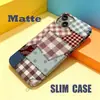 Funda de teléfono de estilo pastoral retro americano con retazos a cuadros para iPhone 18pm, cobertura total, funda protectora estilo película personalizada