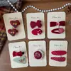 Nuevo Pasador de Tela Hecho a Mano Estilo Coreano para Niños, Lindo Moño Rojo, Pinza para Flequillo Lateral, Accesorios para el Cabello para Mujeres