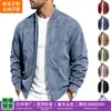Chaqueta de piloto casual unisex para otoño e invierno, de gran tamaño, con cremallera de gamuza, cuello alto, manga larga, prenda exterior de Amazon