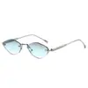 Novos Óculos de Sol Metálicos Rombus Sem Aro Borda Cortada Estilo Europeu Americano Moda Masculina Estilo de Rua Personalidade Tendência Óculos de Sol Cool Transfronteiriços Femininos