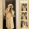 Pijama Amarillo Leche Wussage para Mujer Otoño e Invierno Forro Polar Espesado Coral Fleece Franela Cálido Hogar Bata Larga