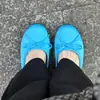 Versão em Pele de Ovelha de Sapatilhas Redondas com Laço Estilo Francês para Mulheres, Sapatos Baixos Slip-On de Estilo Suave