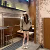 Foto Real de Otoño e Invierno 2025 Estilo Retro Americano Perezoso Suéter de Punto Holgado con Rayas Sudadera con Capucha Chaqueta Casual de Manga Larga