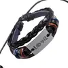 Pulseira de liga de prata antiga nova europeia e americana com contas de couro genuíno pulseira punk de couro de vaca pulseira com cordão feita à mão