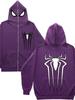 Sudadera casual estilo americano con capucha y cremallera larga para hombre, otoño e invierno, nueva para jóvenes, holgada, sencilla, con estampado de Spider-Man