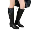 ¡No capta la forma de la pierna~!Botas de montar de punta fina con tacón grueso para mujer, botas para pierna de pantalón, remache, trabajo pesado, tubo recto, botas largas