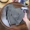 2026 Calça Casual Xadrez Estilo Coreano Preguiçoso Chique para Mulheres, Calça de Perna Larga Versátil Elegante Tendência Retrô