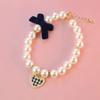 Collar de perlas de amor para mascotas, gatos y perros, venta al por mayor transfronteriza, collar retro con lazo alto, joyería de amor