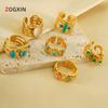 Anillo retro de acero inoxidable con incrustaciones de malaquita Europa y Estados Unidos transfronterizo femenino nicho alta gama anillo chapado en oro de 18k venta al por mayor