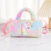 Bolso cilíndrico de unicornio para niños europeo y americano transfronterizo, de un hombro, lindo, de felpa de conejo, para niña